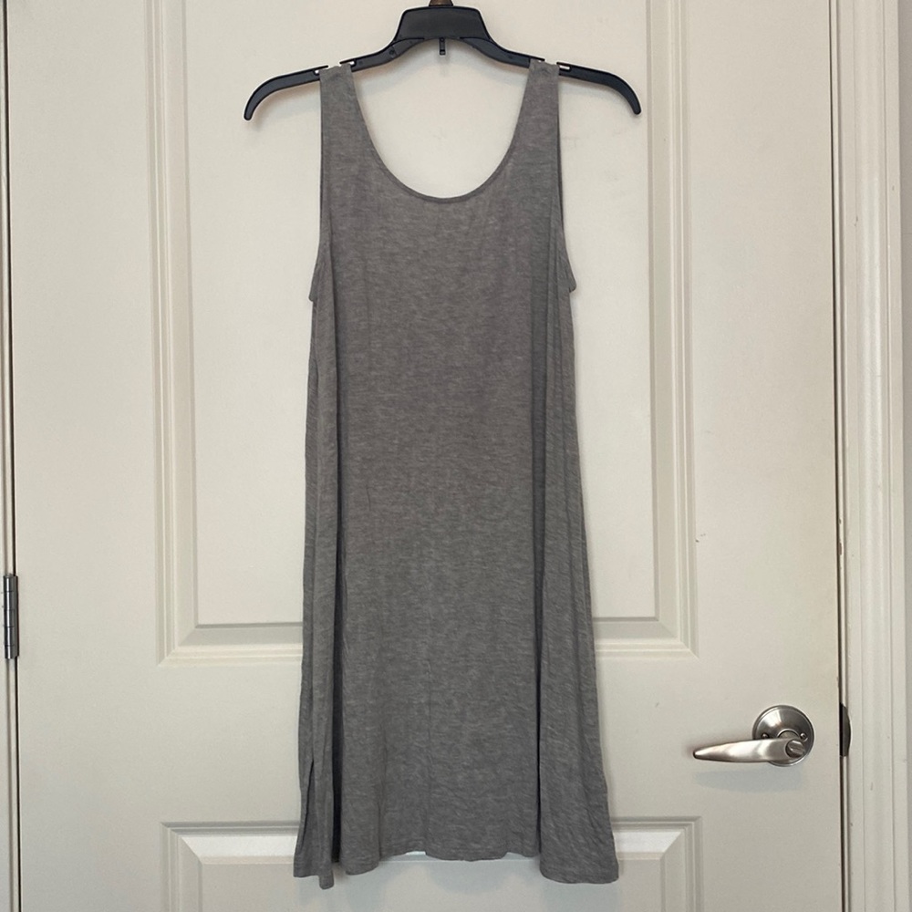 Gray A Line Tank Dress with Cut Out Back Detail